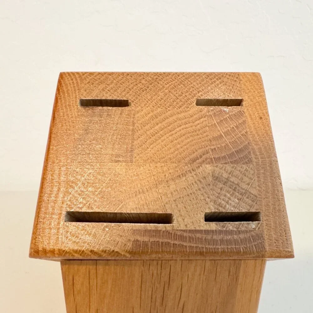 Cutco 4 Slot Knife Block Gallery Set Solid Oak Hard Wood Kitchen Made In The USA